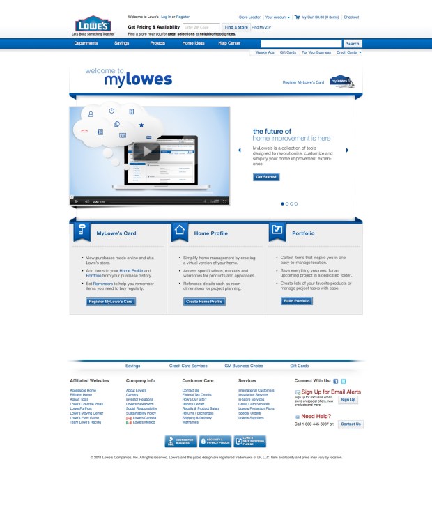 MyLowe's Landing Page